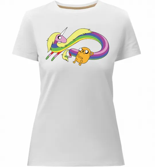 Женская премиум футболка Джейк та Леді Час Пригод Белый фото