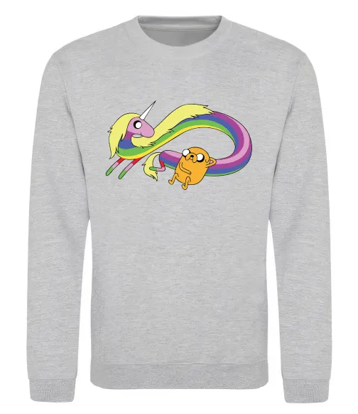 Свитшот Джейк та Леді Час Пригод Серый меланж фото