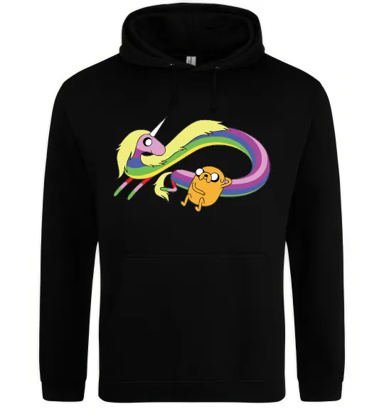 Мужская толстовка (худи) Джейк та Леді Час Пригод Черный фото