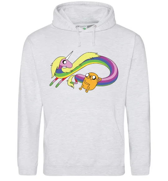 Женская толстовка (худи) Джейк та Леді Час Пригод Серый меланж фото