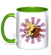 Чашка з кольоровою ручкою Angry Beavers Лаймовий фото
