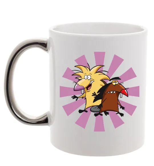 Чашка з кольоровою ручкою Angry Beavers Срібло фото