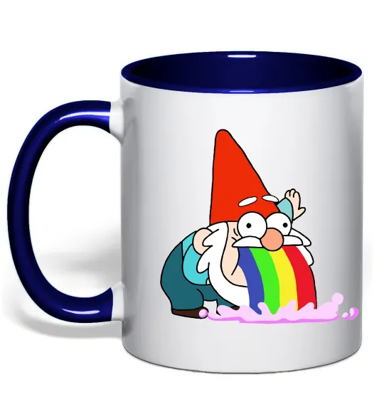 Чашка с цветной ручкой Гравіті Фолз гном Глубокий темно-синий фото