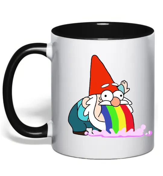 Чашка с цветной ручкой Гравіті Фолз гном Черный фото