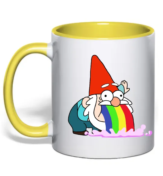 Чашка с цветной ручкой Гравіті Фолз гном Лимонный фото