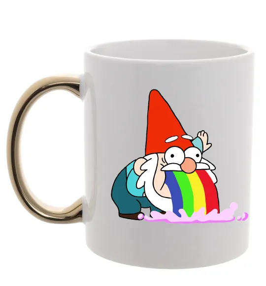 Чашка с цветной ручкой Гравіті Фолз гном Золото фото