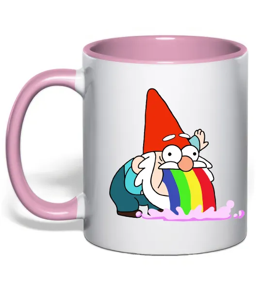 Чашка с цветной ручкой Гравіті Фолз гном Нежно розовый фото