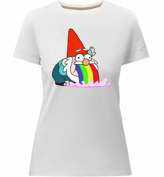 Женская премиум футболка Гравіті Фолз гном Белый фото