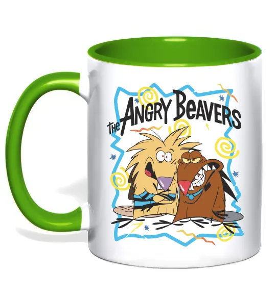 Чашка с цветной ручкой The Angry Beavers Лаймовый фото