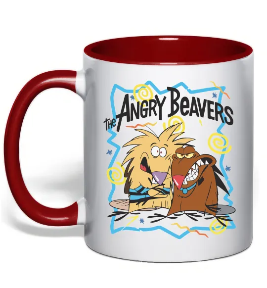 Чашка с цветной ручкой The Angry Beavers Красный фото