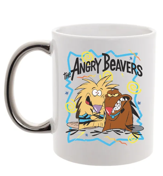 Чашка с цветной ручкой The Angry Beavers Серебро фото