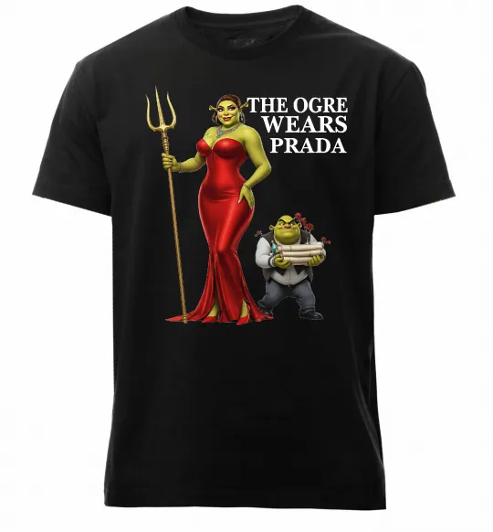 Чоловіча преміум футболка Огр носить прада Чорний фото