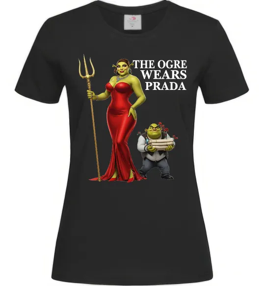 Жіноча футболка Огр носить прада Чорний фото
