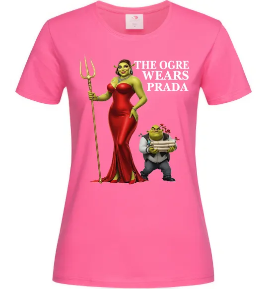 Жіноча футболка Огр носить прада Яскраво-рожевий фото