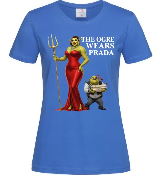 Жіноча футболка Огр носить прада Яскраво-синій фото