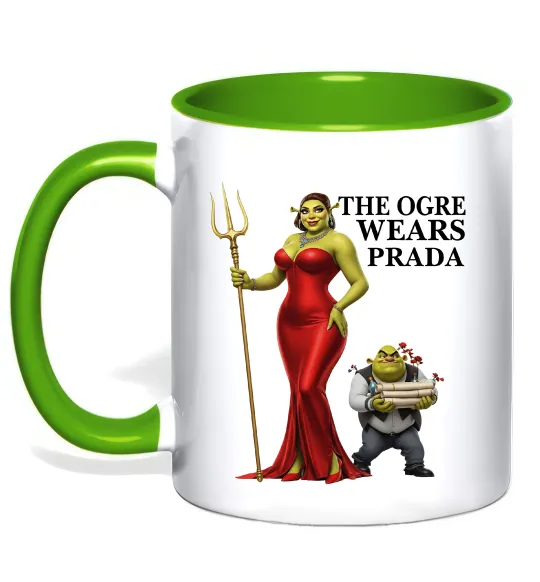 Чашка з кольоровою ручкою Огр носить прада Лаймовий фото