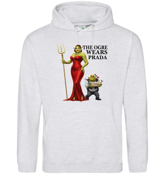 Чоловіча толстовка (худі) Огр носить прада Сірий меланж фото