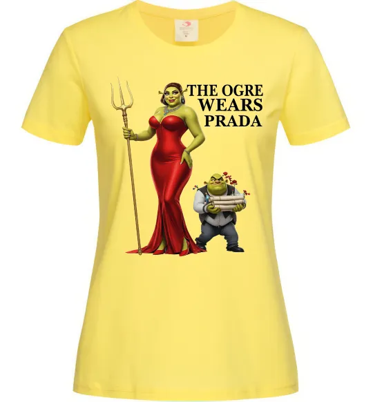 Жіноча футболка Огр носить прада Лимонний фото