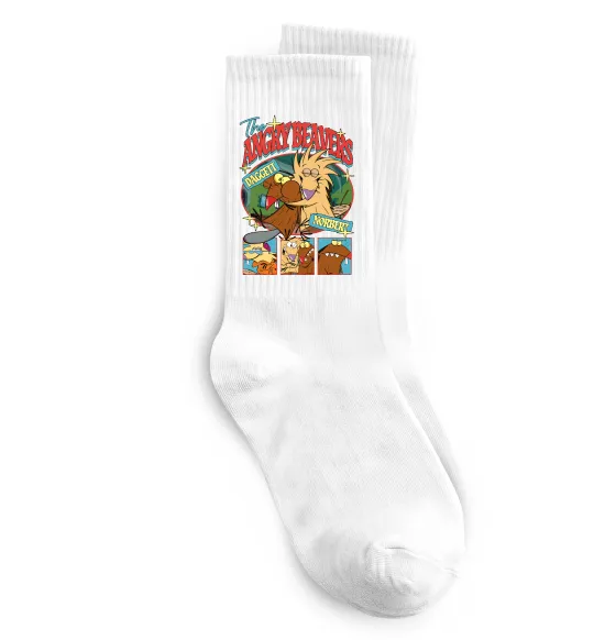 Шкарпетки Злюки Бобри колаж Білий фото