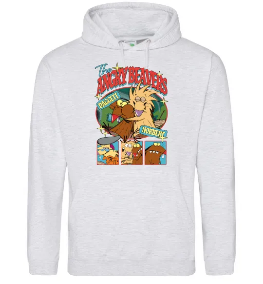 Чоловіча толстовка (худі) Злюки Бобри колаж Сірий меланж фото