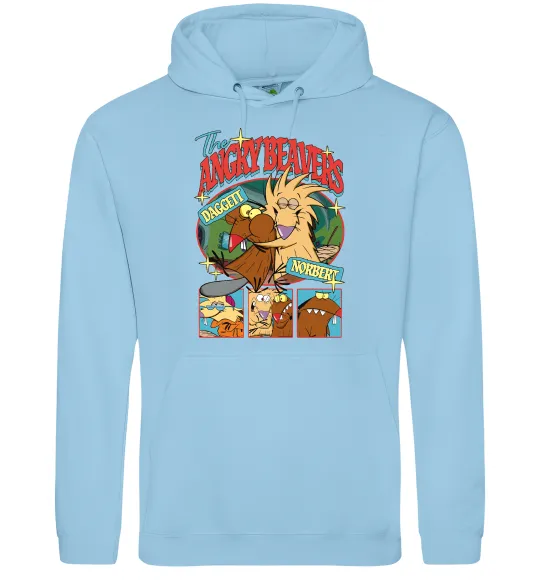 Чоловіча толстовка (худі) Злюки Бобри колаж Блакитний фото