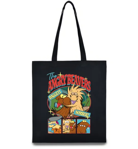 Еко-сумка Злюки Бобри колаж Чорний фото