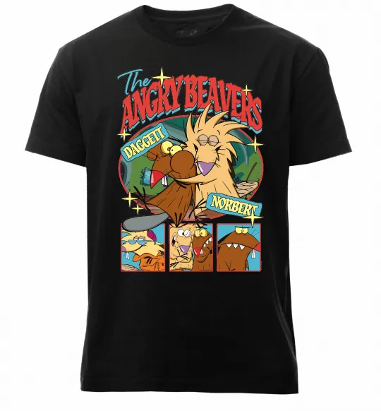 Чоловіча преміум футболка Злюки Бобри колаж Чорний фото