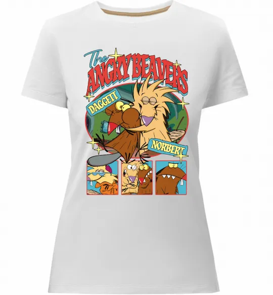 Жіноча преміум футболка Злюки Бобри колаж Білий фото