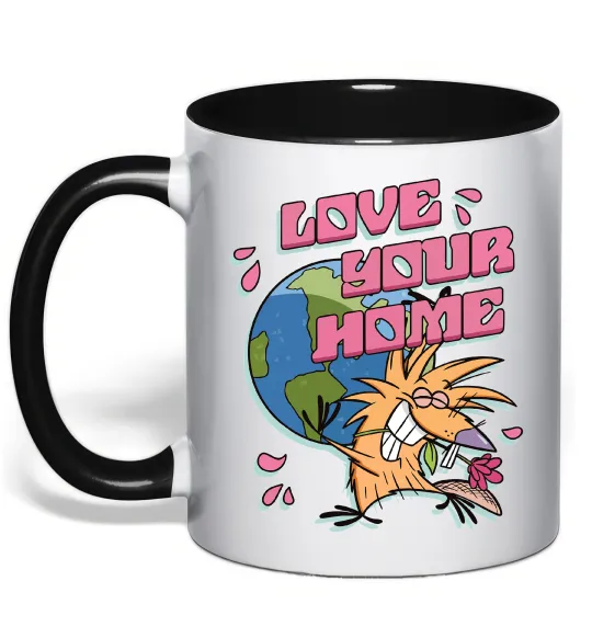 Чашка с цветной ручкой Love your home Злюки Бобри Черный фото