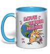 Чашка с цветной ручкой Love your home Злюки Бобри Голубой фото