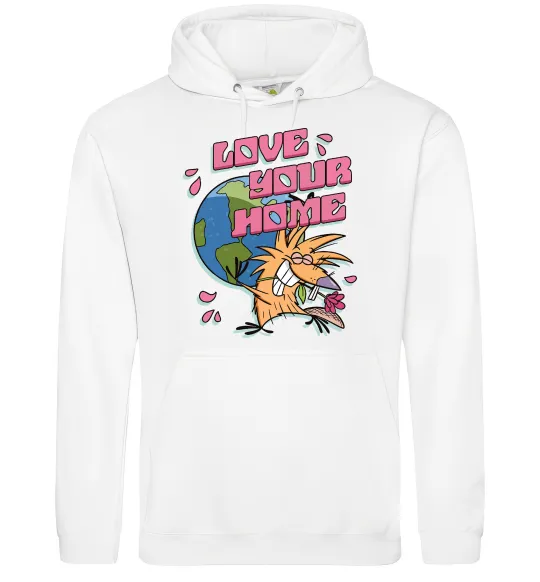 Мужская толстовка (худи) Love your home Злюки Бобри Белый фото