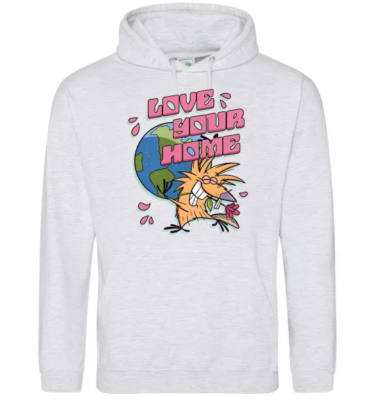 Женская толстовка (худи) Love your home Злюки Бобри Серый меланж фото