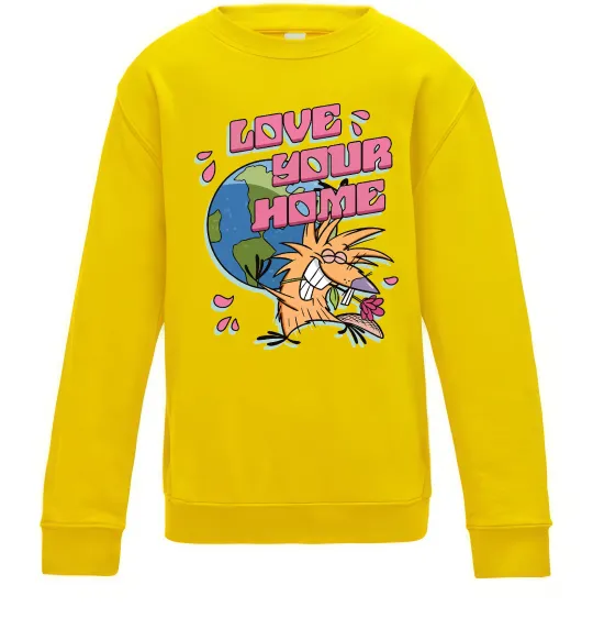 Детский Свитшот Love your home Злюки Бобри Солнечно желтый фото