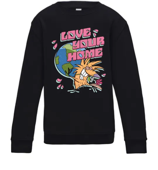Детский Свитшот Love your home Злюки Бобри Черный фото