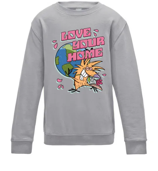 Детский Свитшот Love your home Злюки Бобри Серый меланж фото