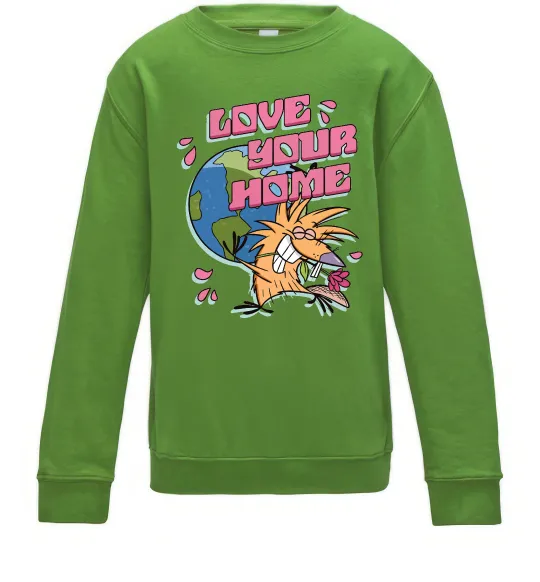 Детский Свитшот Love your home Злюки Бобри Лаймовый фото