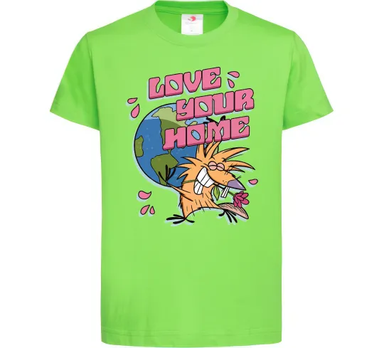 Детская футболка Love your home Злюки Бобри Лаймовый фото