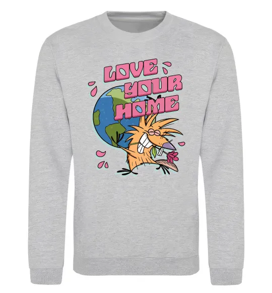 Свитшот Love your home Злюки Бобри Серый меланж фото