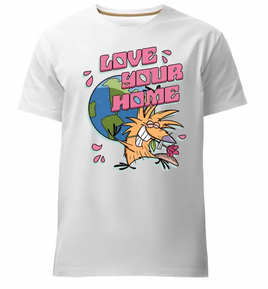 Мужская премиум футболка Love your home Злюки Бобри Белый фото