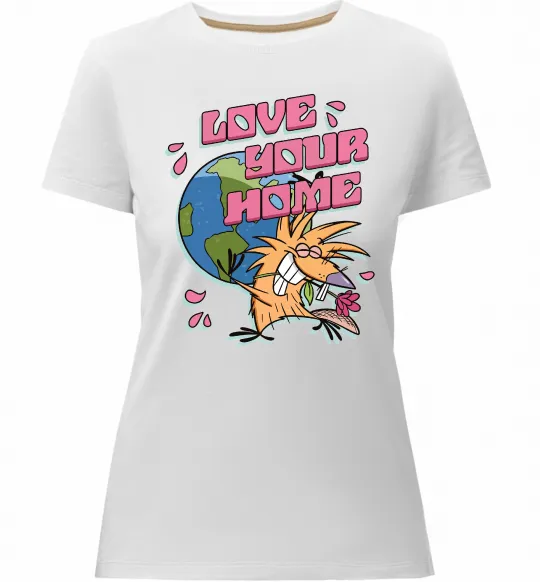 Женская премиум футболка Love your home Злюки Бобри Белый фото