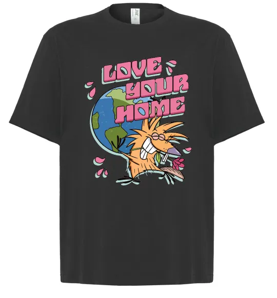 Футболка Оверсайз Love your home Злюки Бобри Черный фото