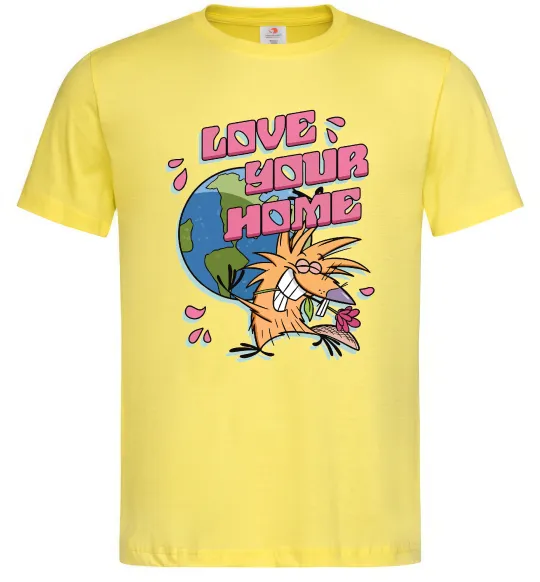 Мужская футболка Love your home Злюки Бобри Лимонный фото