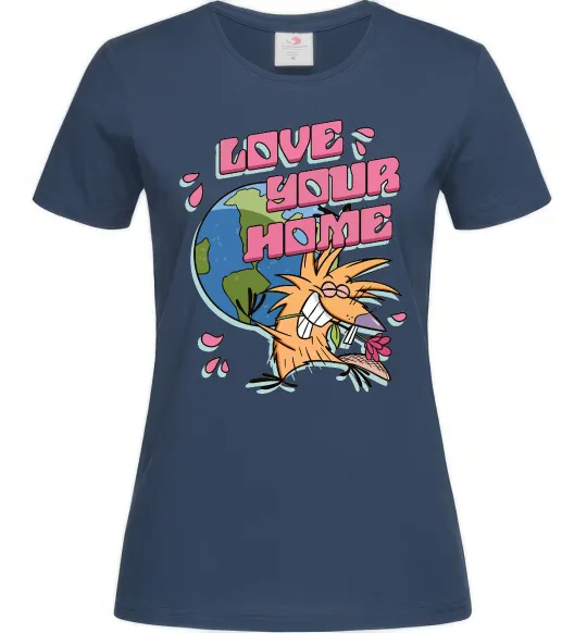 Женская футболка Love your home Злюки Бобри Темно-синий фото