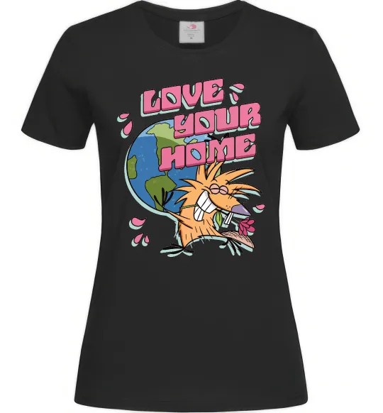 Женская футболка Love your home Злюки Бобри Черный фото