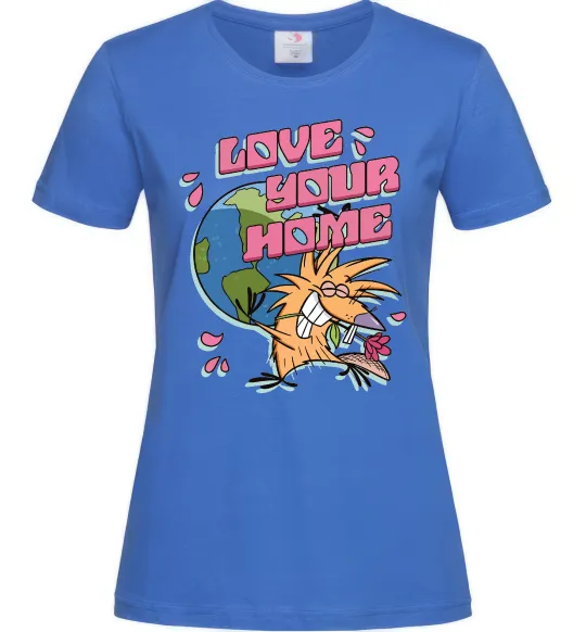 Женская футболка Love your home Злюки Бобри Ярко-синий фото
