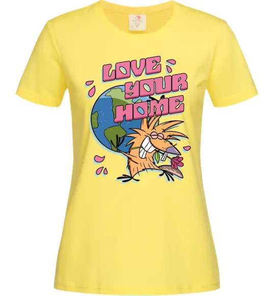 Женская футболка Love your home Злюки Бобри Лимонный фото