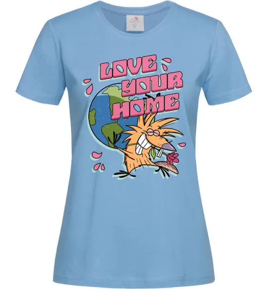 Женская футболка Love your home Злюки Бобри Голубой фото