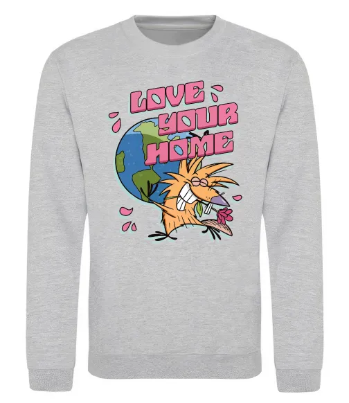 Свитшот Love your home Злюки Бобри Серый меланж фото