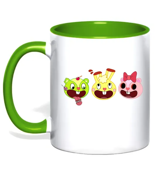 Чашка с цветной ручкой Happy tree friends Лаймовый фото