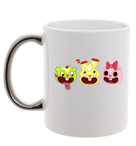 Чашка с цветной ручкой Happy tree friends Серебро фото